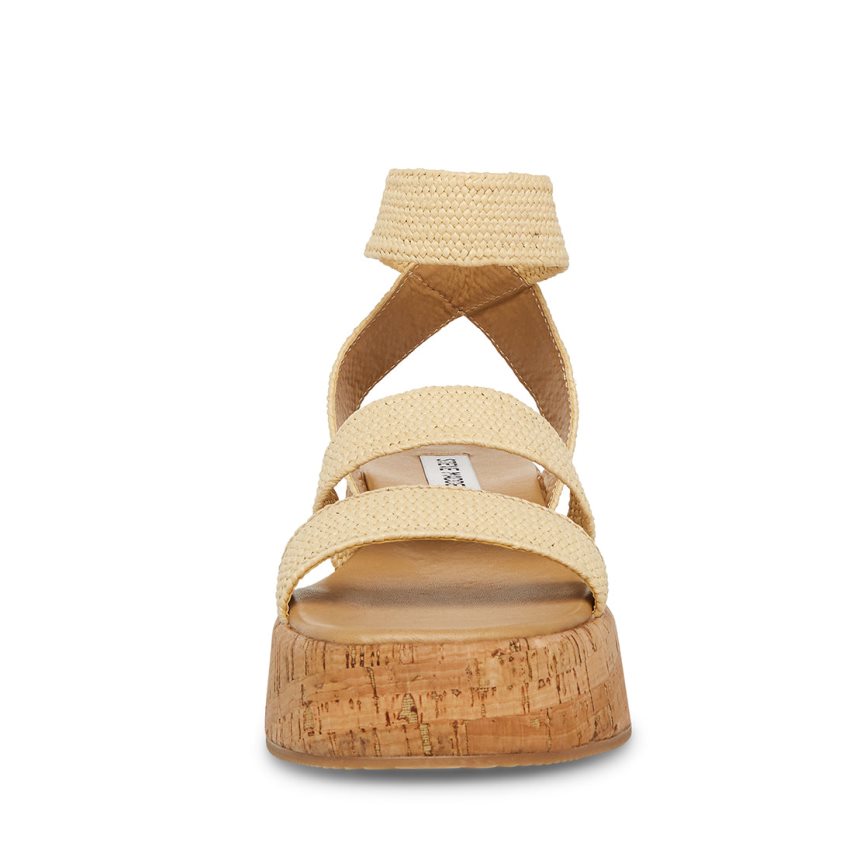 Sandalias de Plataforma Steve Madden Sashes Raffia Mujer Beige | ES TI4E63